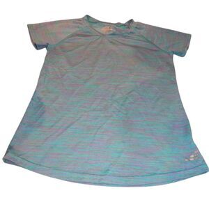 BCG Tru-Wick girls medium 8-10 heathered blue & purple v-neck activewear t-shirt